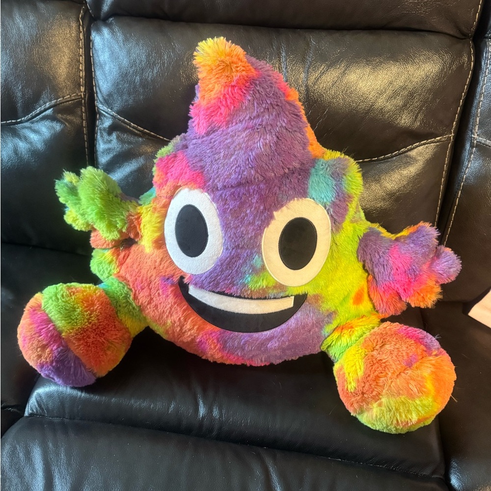 Justice Rainbow Tie-Dye Plush Poop Emoji Pillow